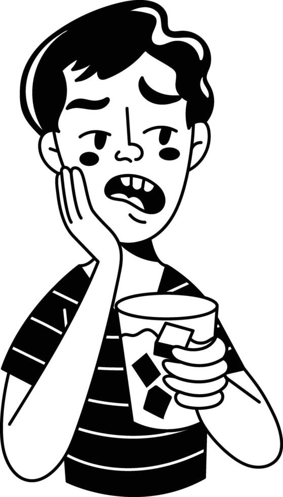 Doodle style illustration of tooth sensitivity vector