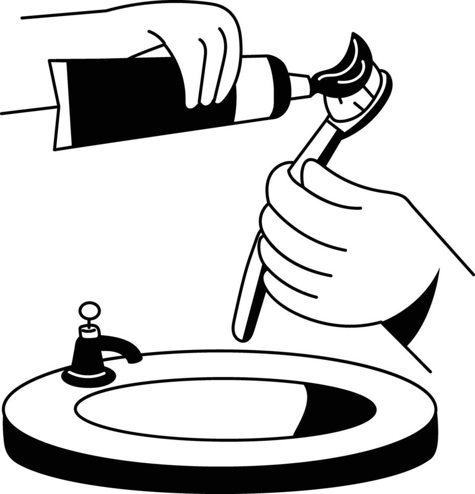 A hand drawn style illustration of toothbrush vector