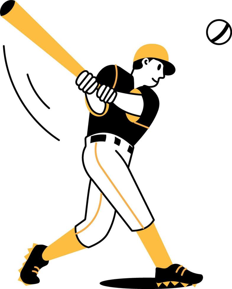 A sketchy illustration showing baseball player hitting a ball vector