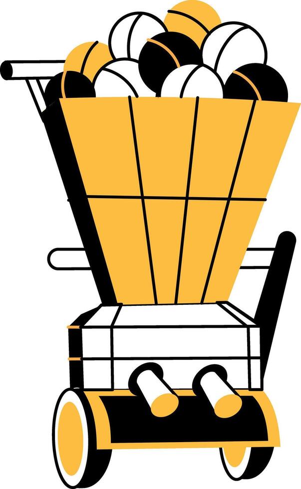 A drawing style illustration showing ball machine vector