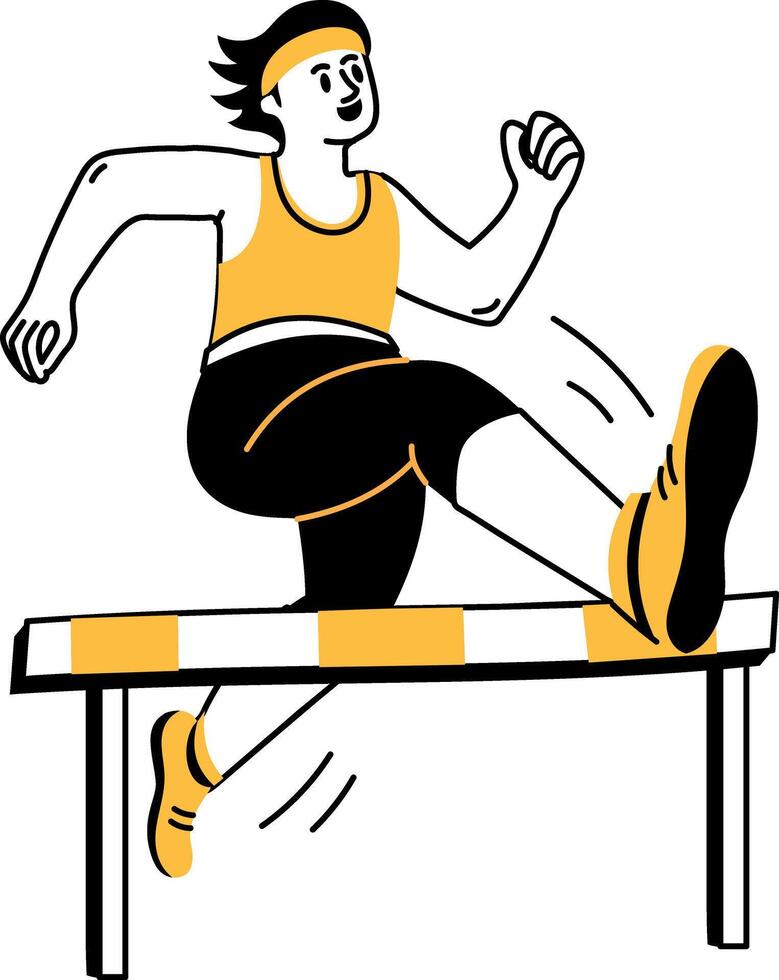 A drawing style illustration showing hurdle race vector