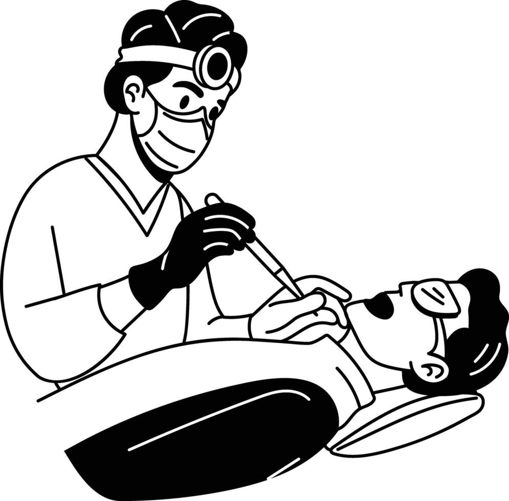 A hand drawn style illustration of tooth surgery vector