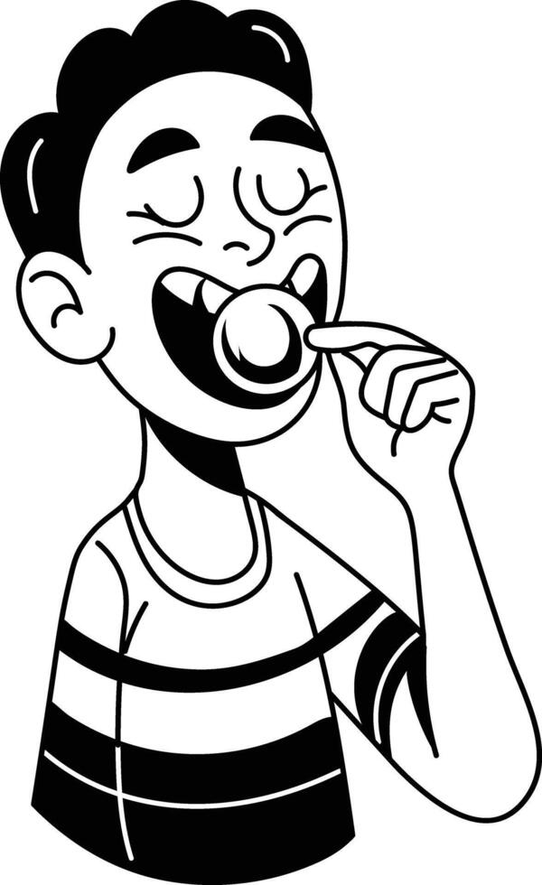 Sketchy style illustration of eating candy vector