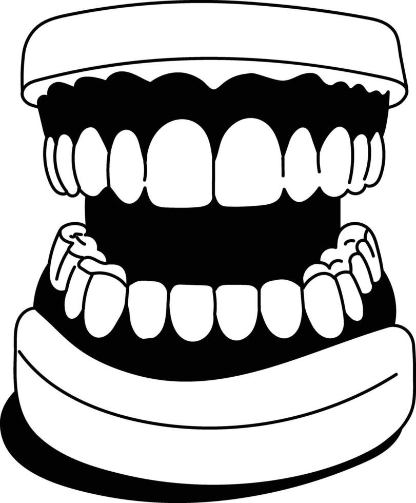 A hand drawn style illustration of denture vector