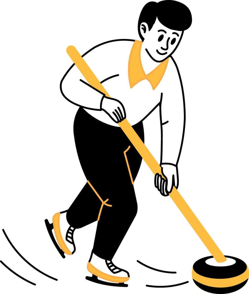 A doodle style illustration showing curling sport vector