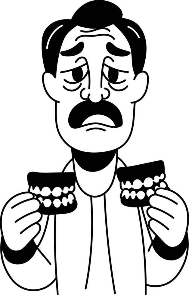 A hand drawn style illustration of artificial teeth vector