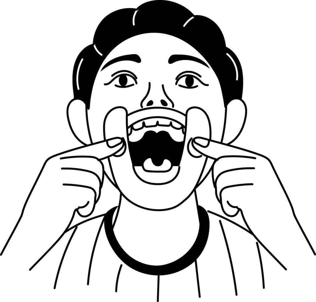 A hand drawn style illustration of mouth guard vector