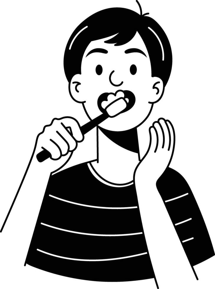 A hand drawn style illustration of brushing vector
