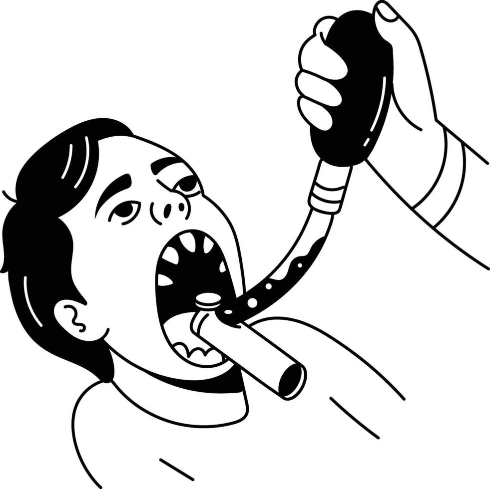 A hand drawn style illustration of dental suction vector
