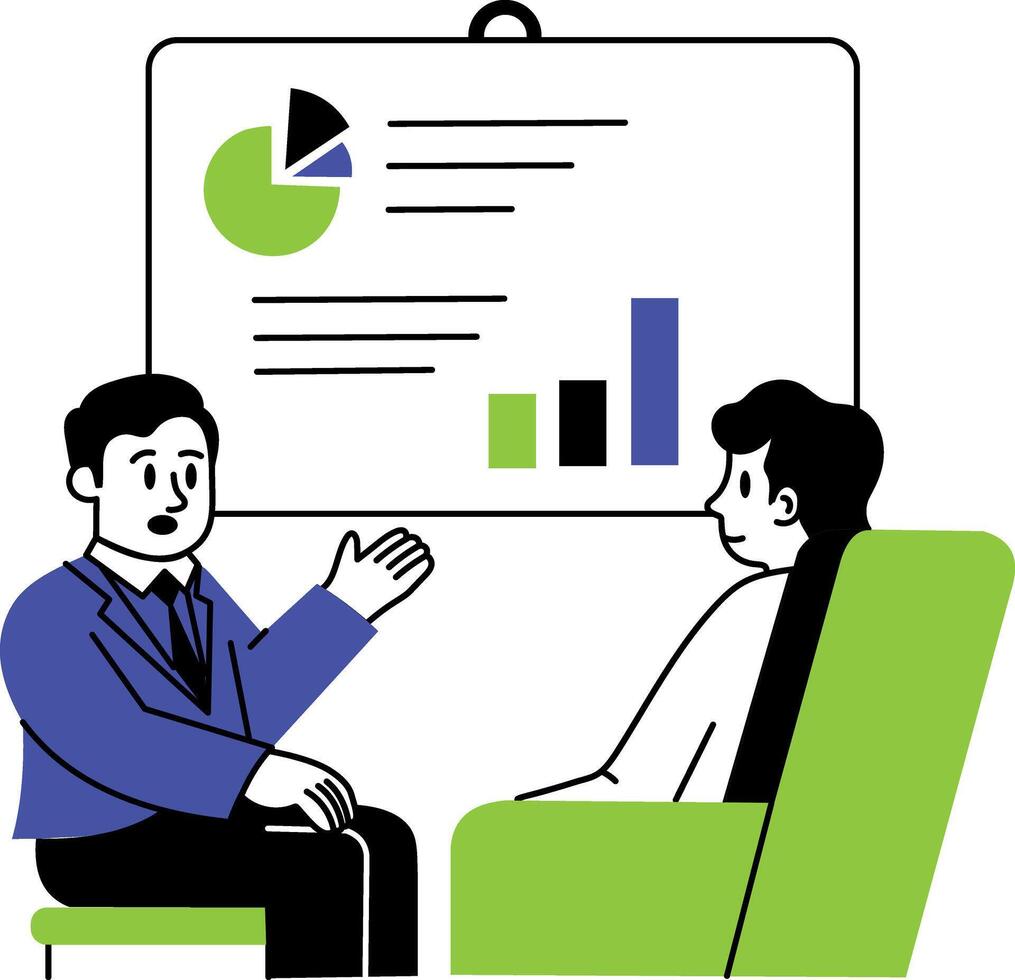 A doodle style illustration of financial advisor vector