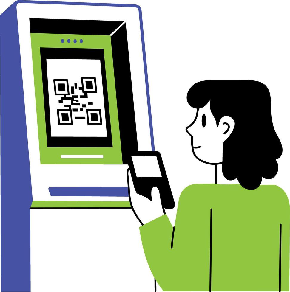 A doodle style illustration of cardless atm vector