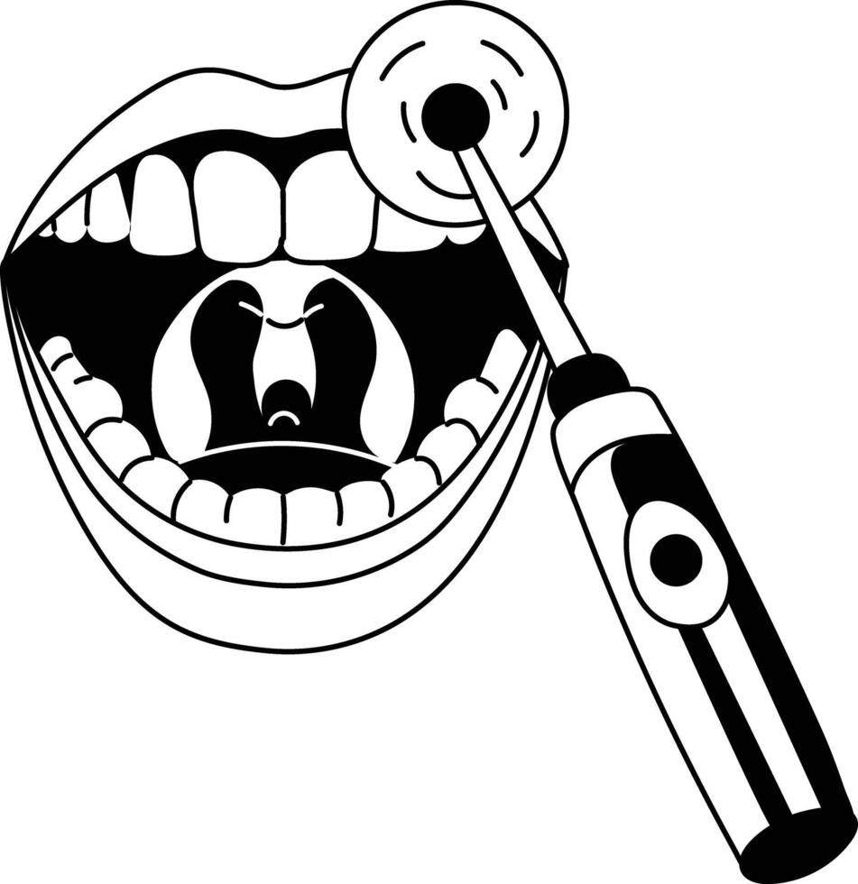 A doodle style illustration of intraoral camera vector
