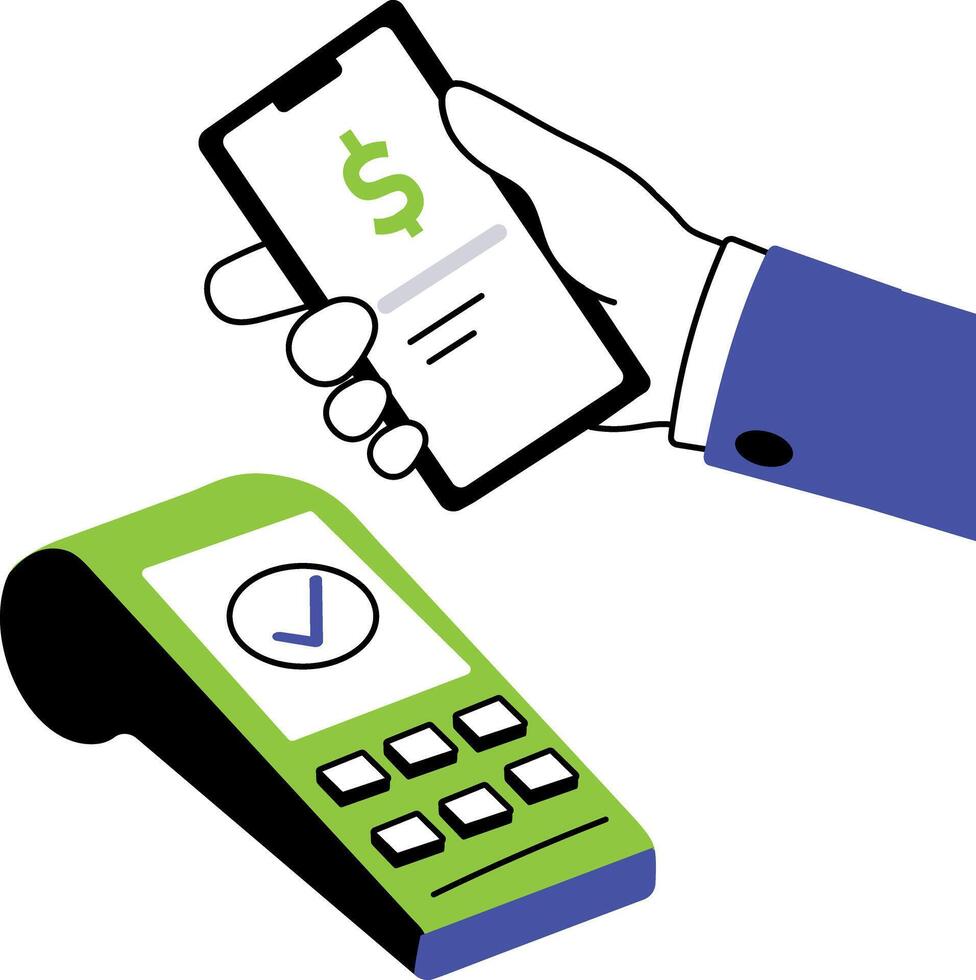 A doodle style illustration of nfc payment vector