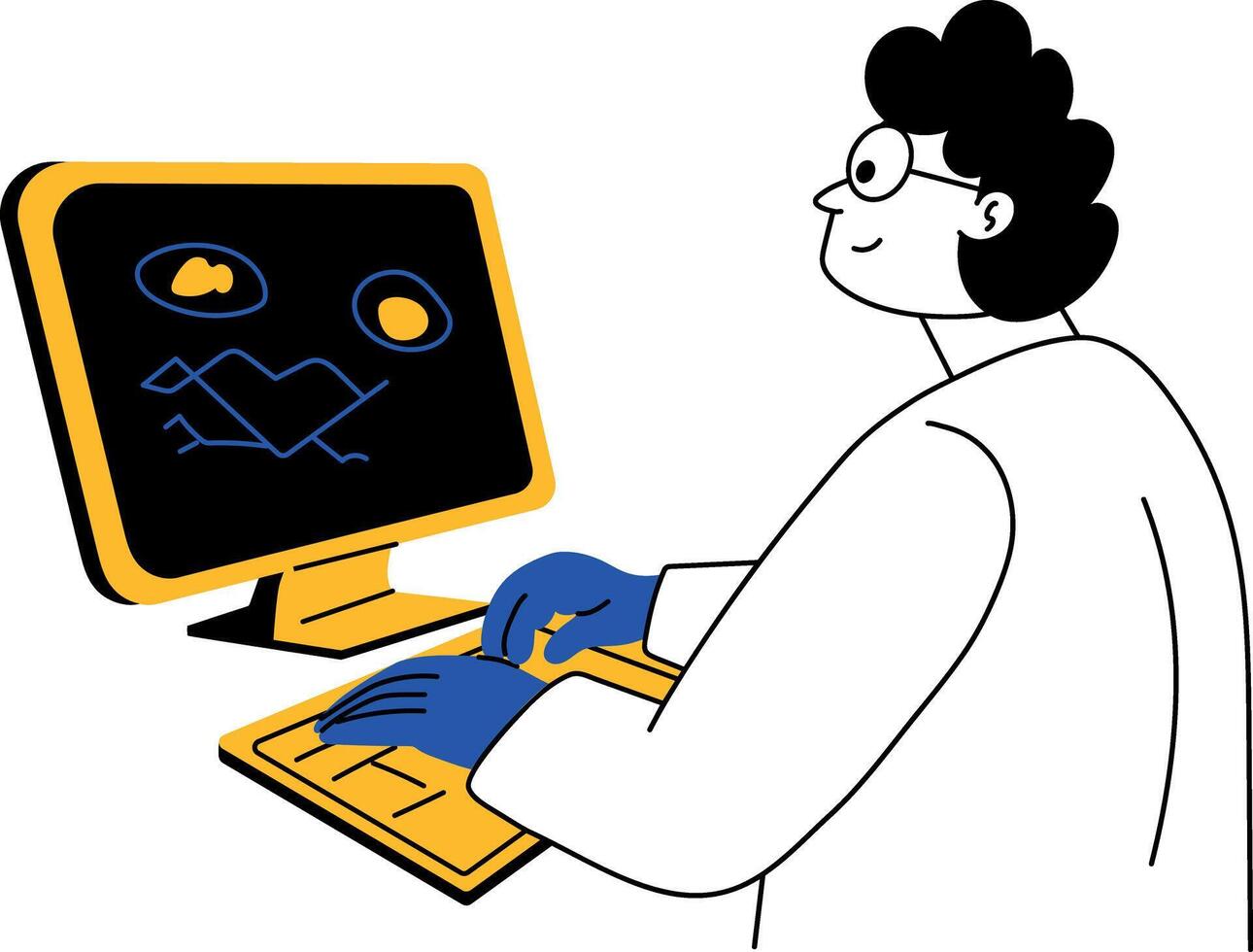A drawing style illustration showing scientist working in lab vector