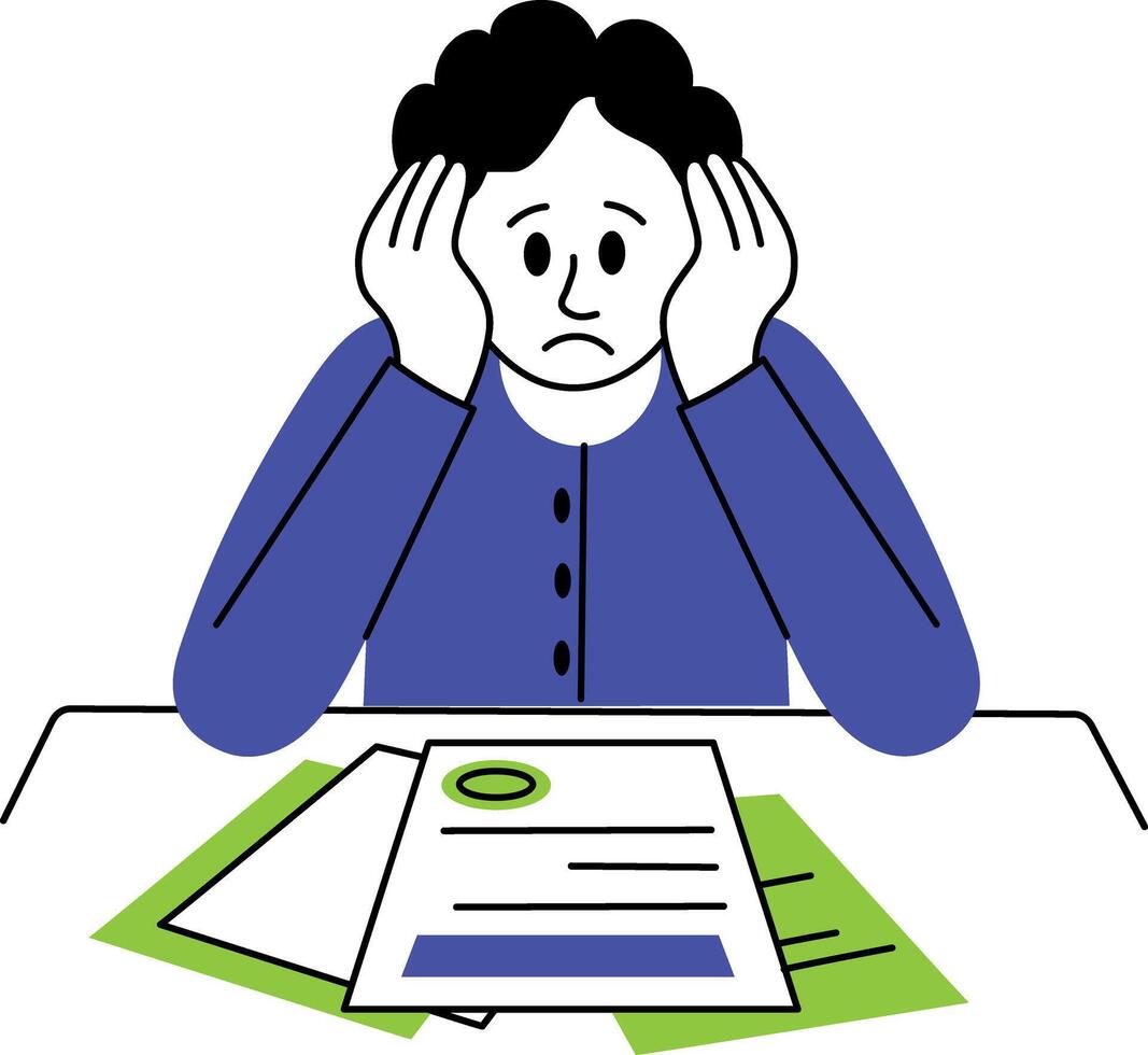 A hand drawn style illustration of overwhelmed vector