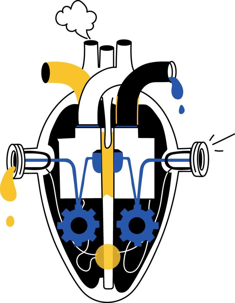 A doodle style illustration showing artificial heart vector