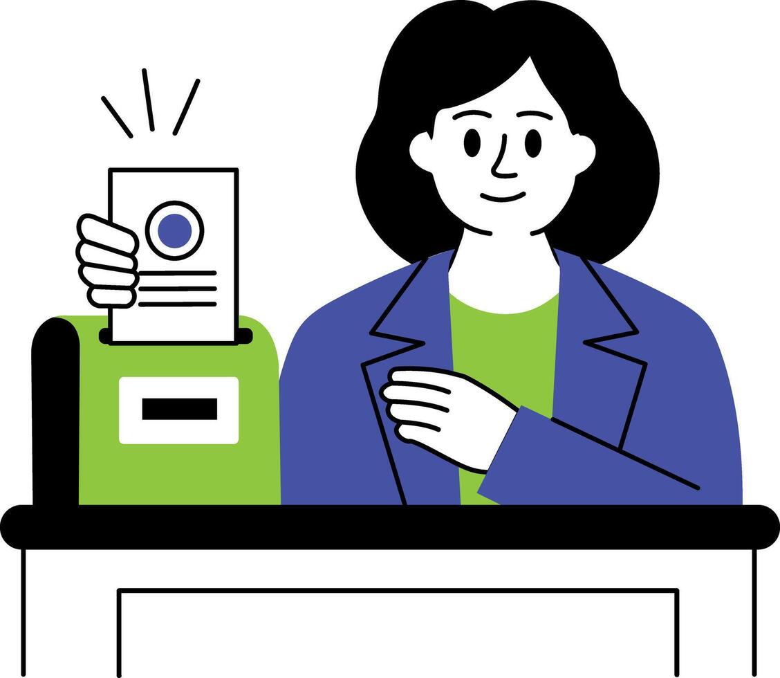 A hand drawn style illustration of bank teller vector