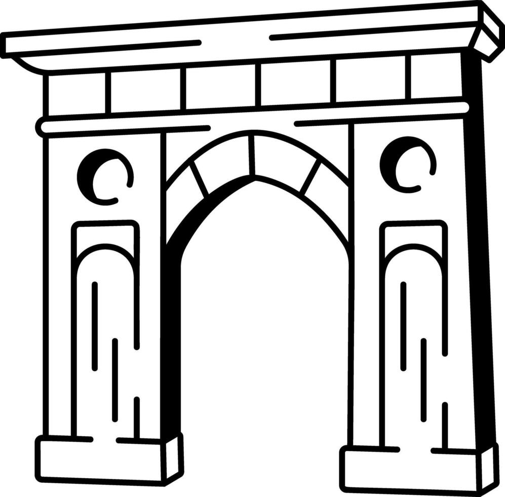 An icon of archway illustrated in hand drawn style vector