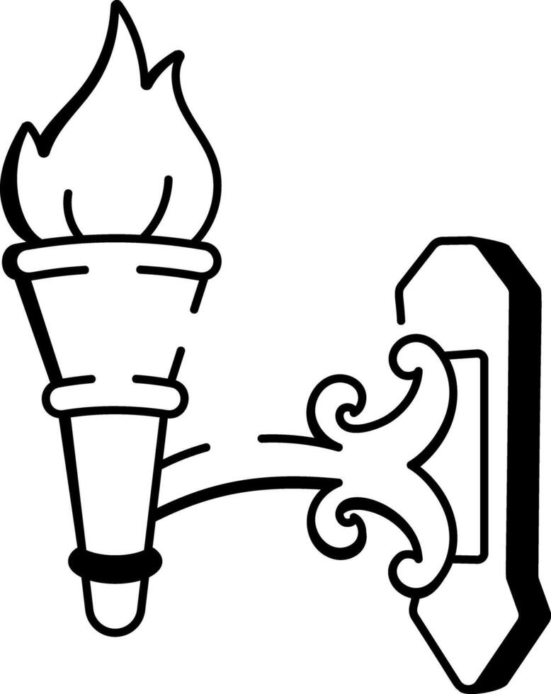 A hand drawn style icon depicting a fire torch vector