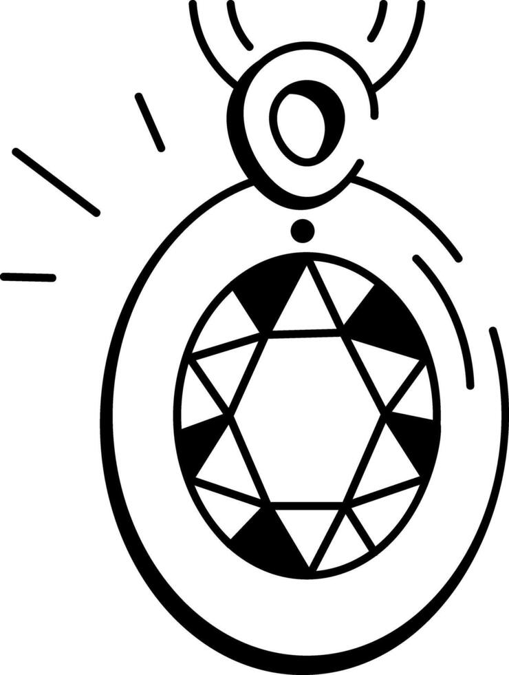 A doodle style icon showing diamond pendant vector