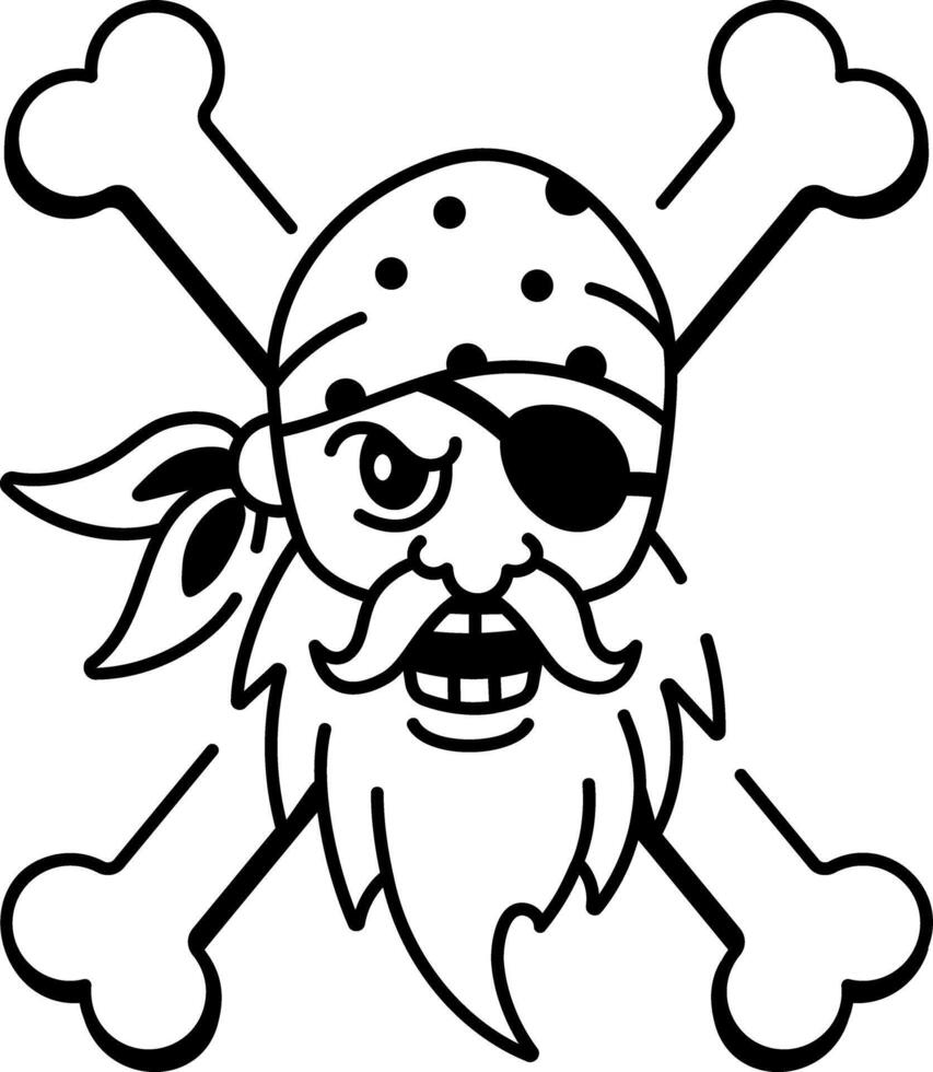 An icon of pirate tattoo illustrated in drawing style vector