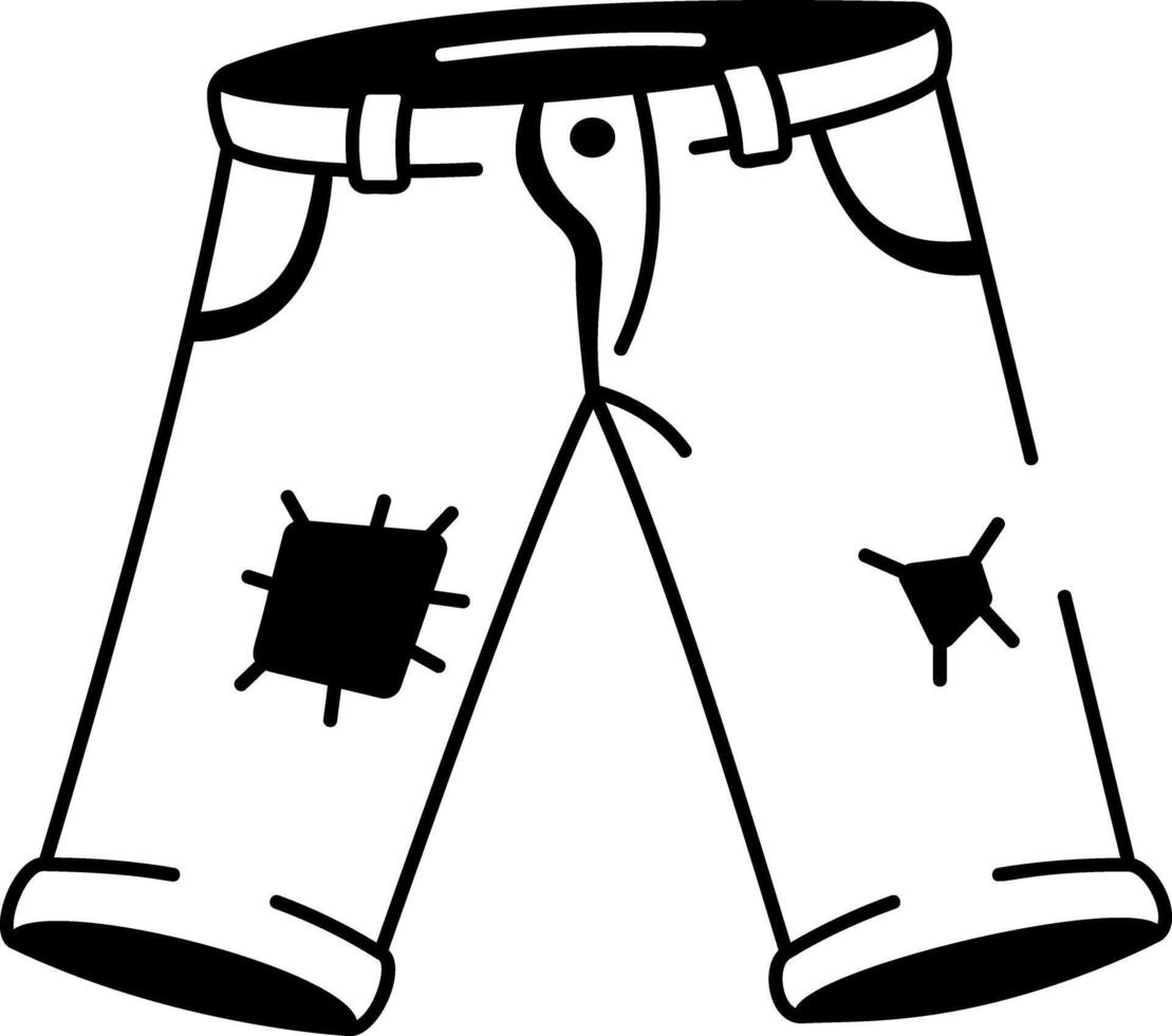A hand drawn style icon showing pirate torn pants vector