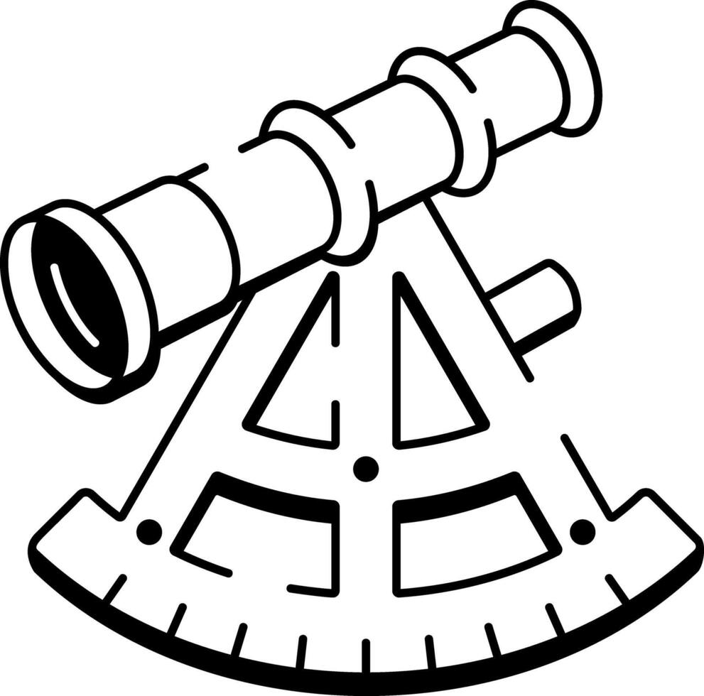 A drawing style icon showing a classic navigation sextant vector