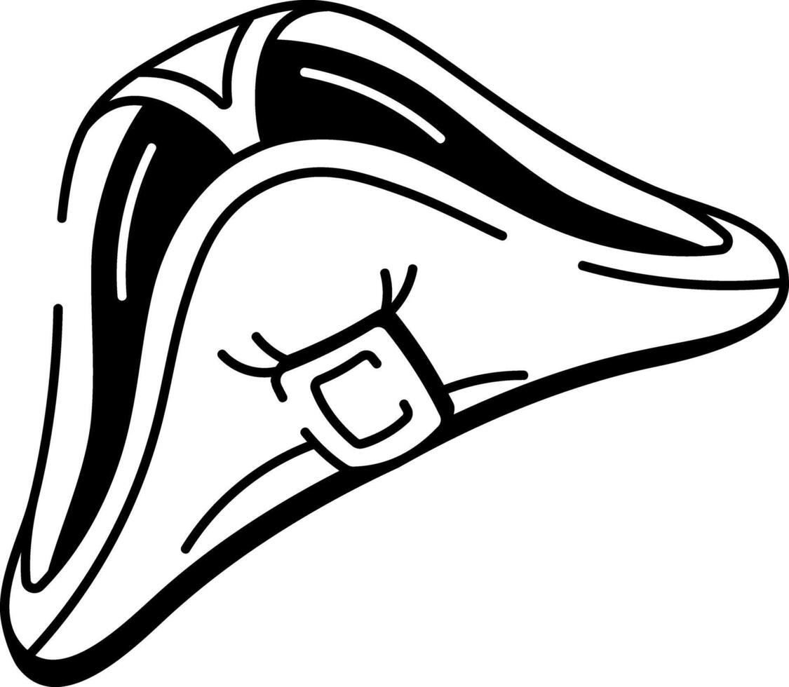 A sketchy style icon illustrating a tricorn hat design vector