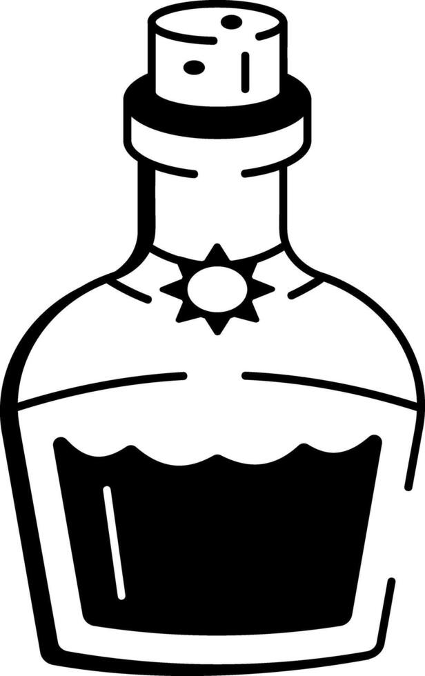 A hand drawn style icon illustrating a rum bottle shape vector