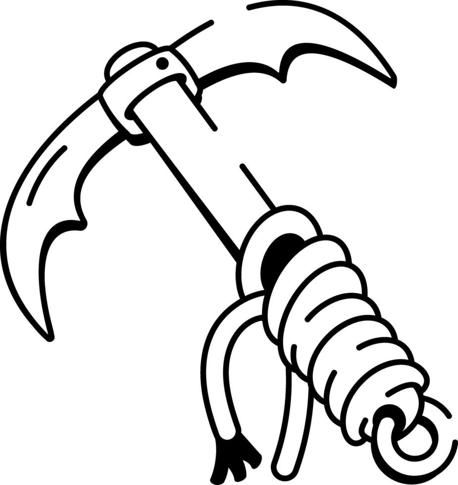 A drawing style icon depicting a grappling hook design vector