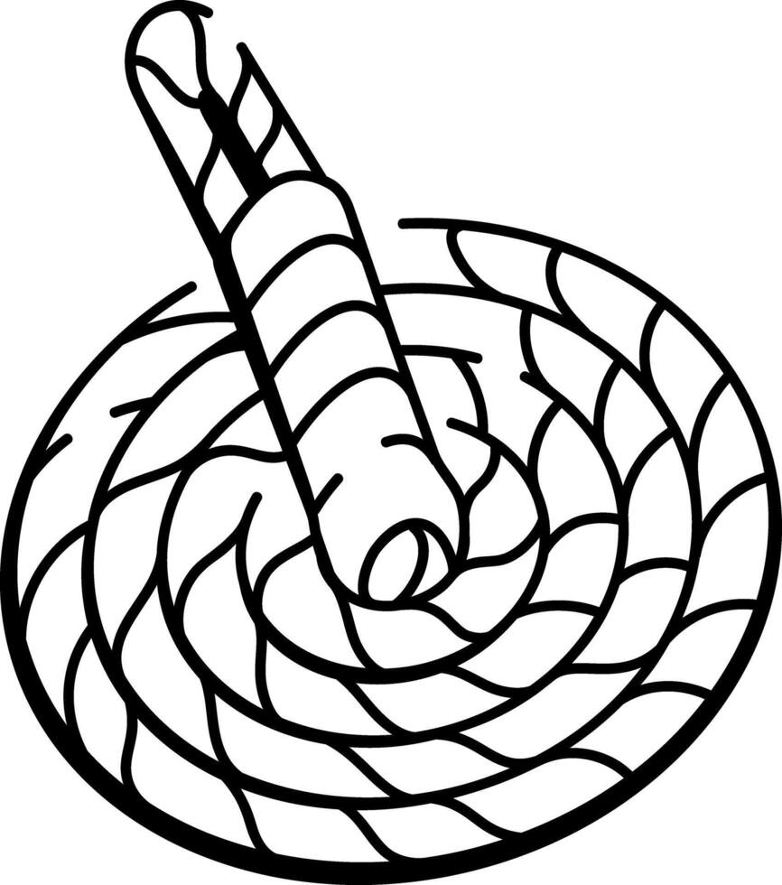 A hand drawn style icon depicting a coiled rope vector