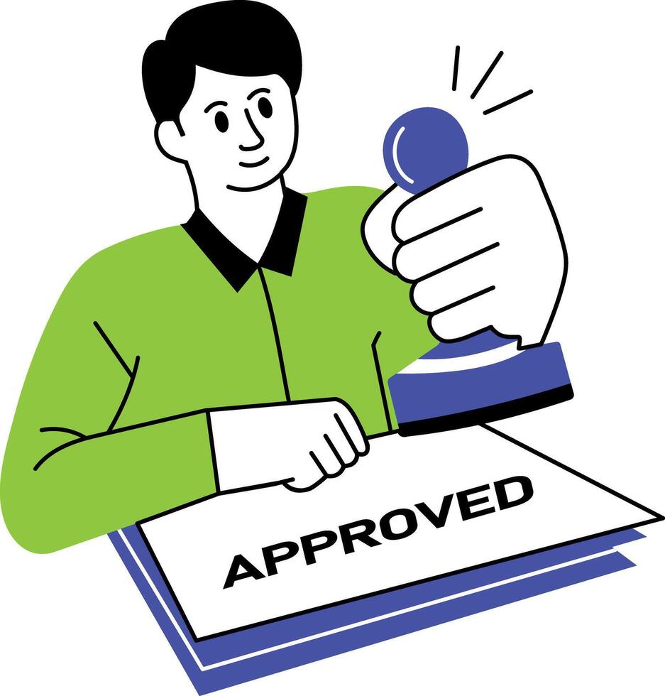 A doodle style illustration of loan approved vector