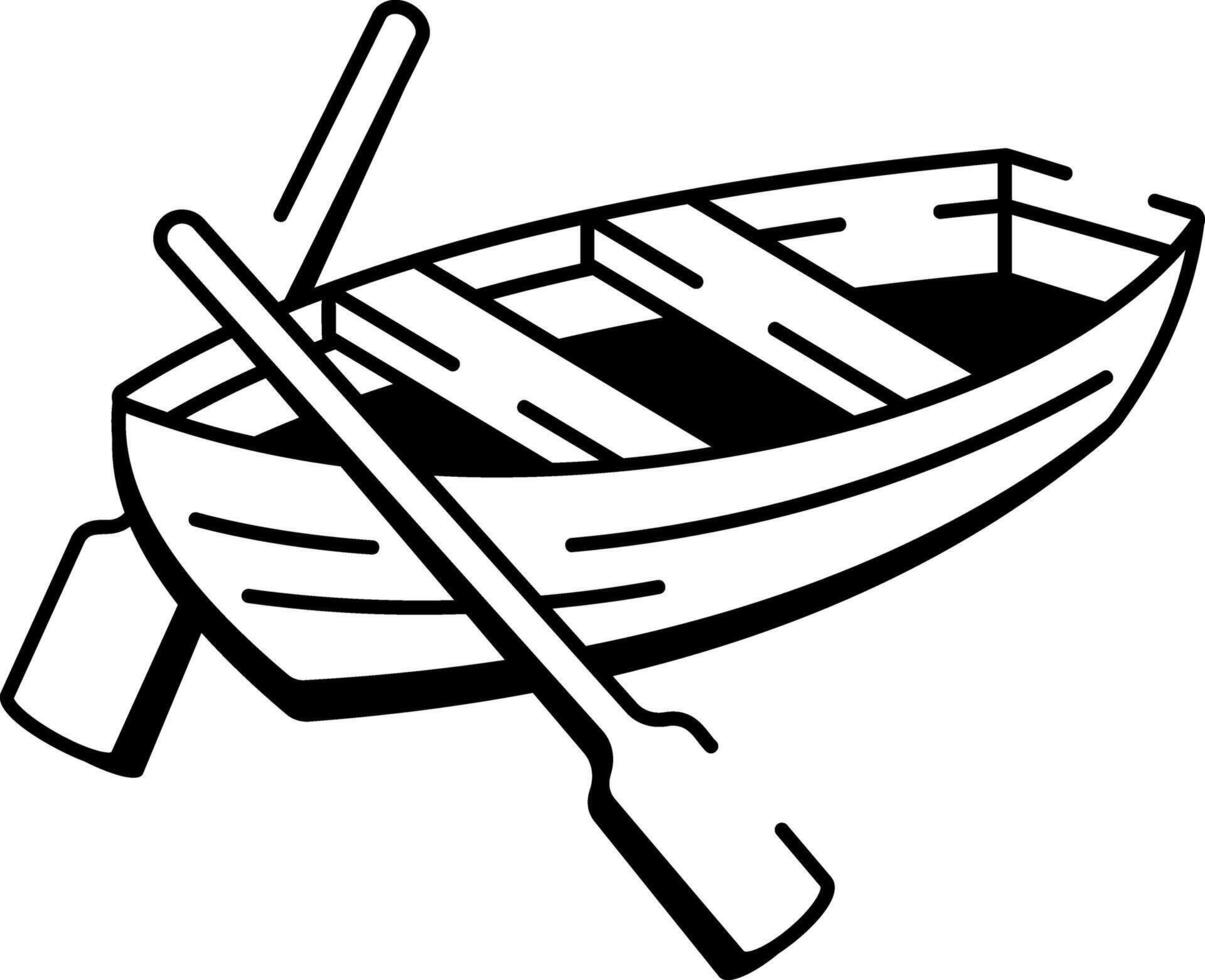 A doodle style icon illustrating a wooden rowboat design vector