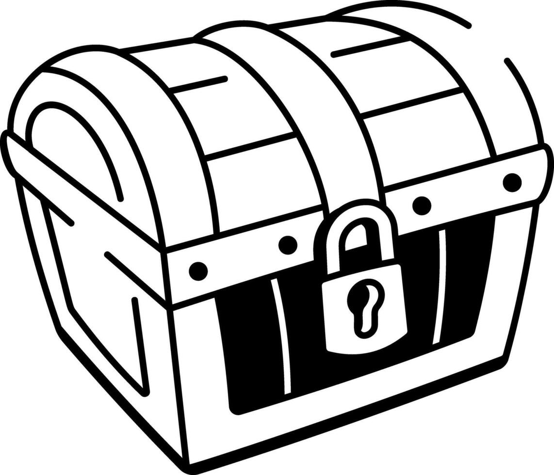 A sketchy style icon showing an old treasure chest vector