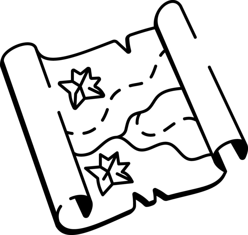 An icon of paper map illustrated in doodle style vector