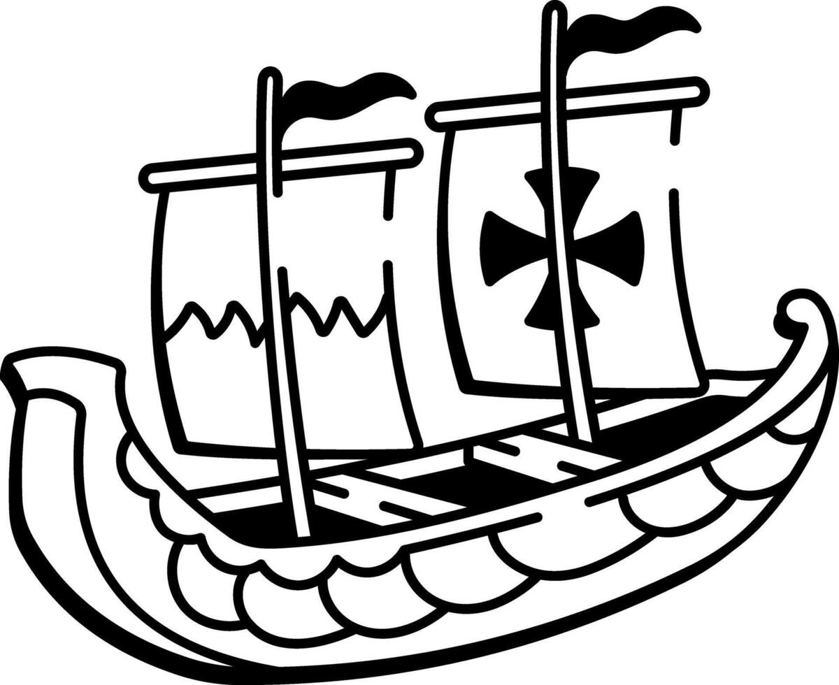 A hand drawn style icon of canoe vector