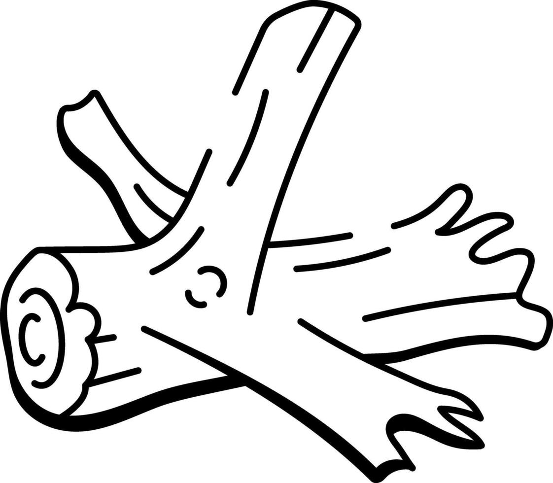 A sketchy style icon of driftwood piece vector