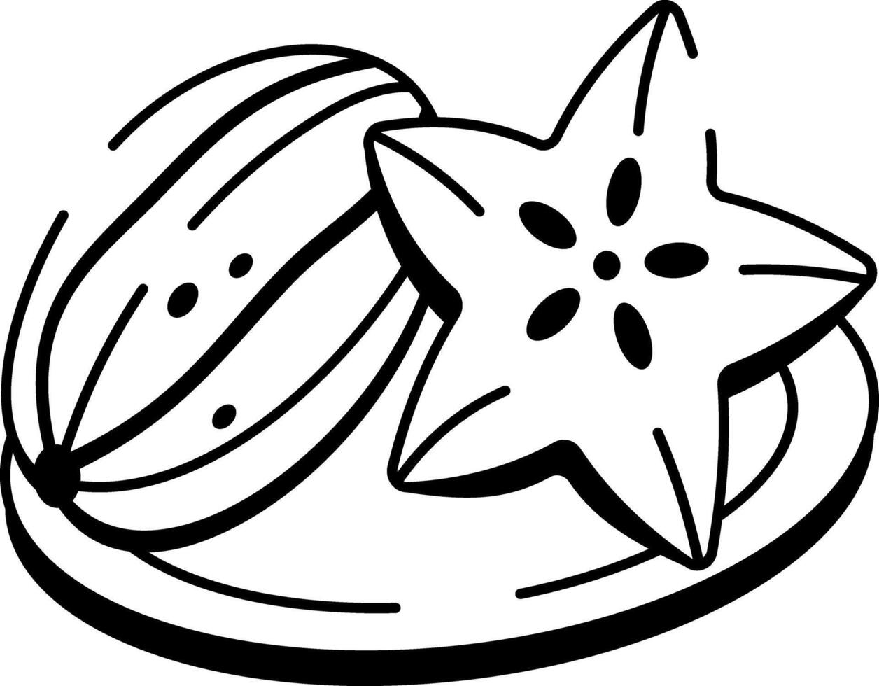 A doodle style icon of starfruit vector