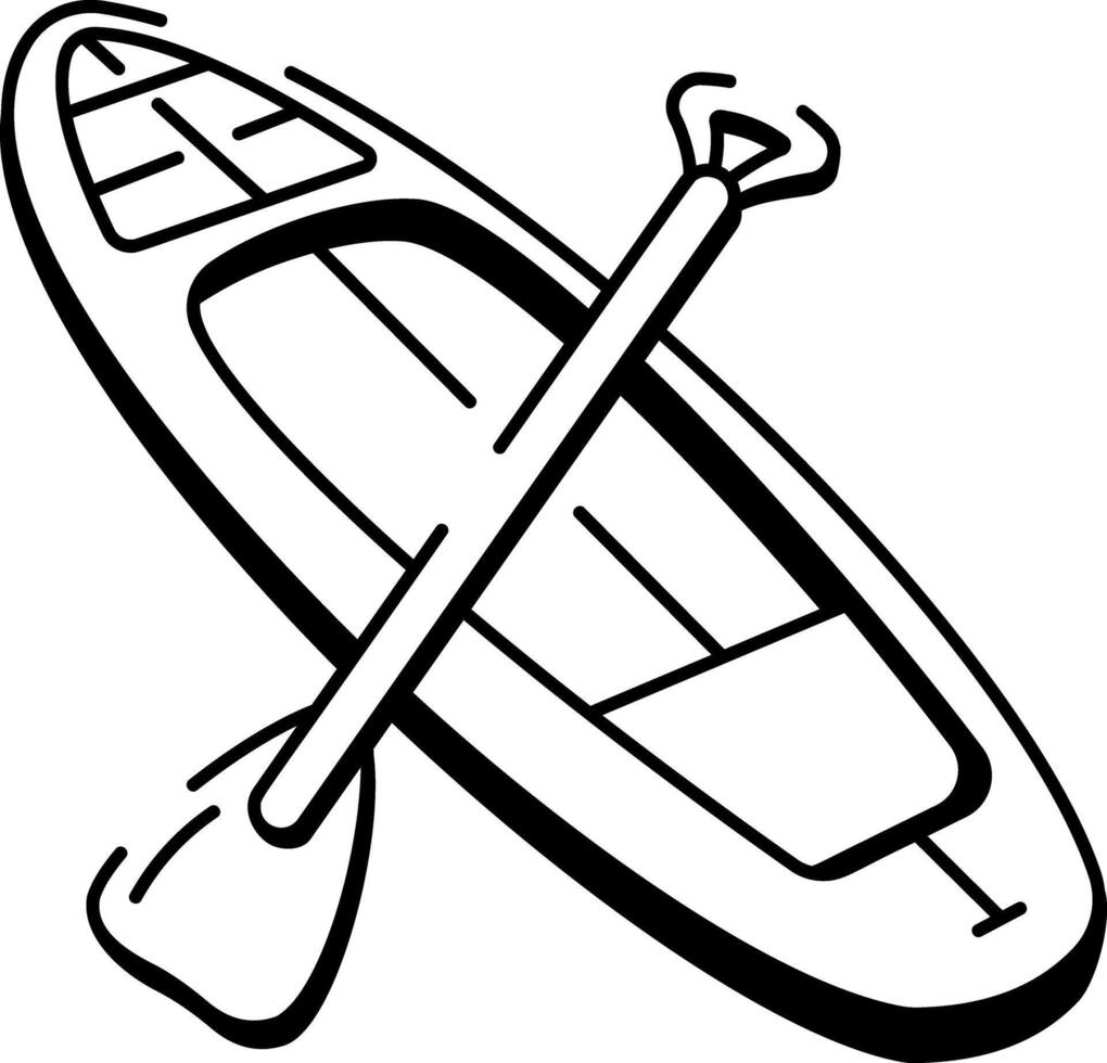 A sketchy style icon of paddleboard vector