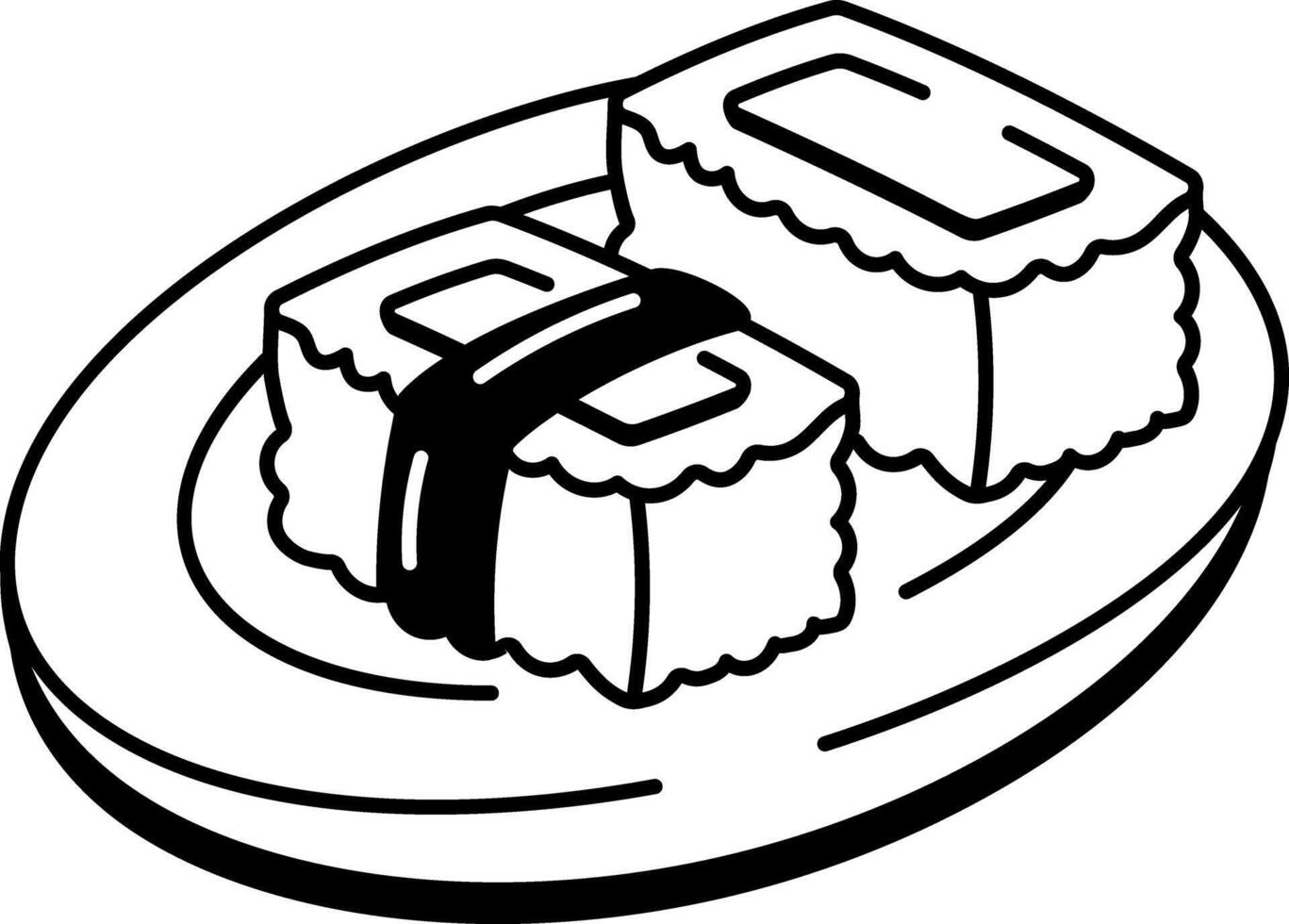 A sketchy style icon of spam musubi vector
