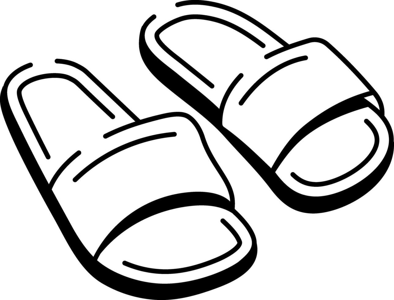 A doodle style icon of slippers vector