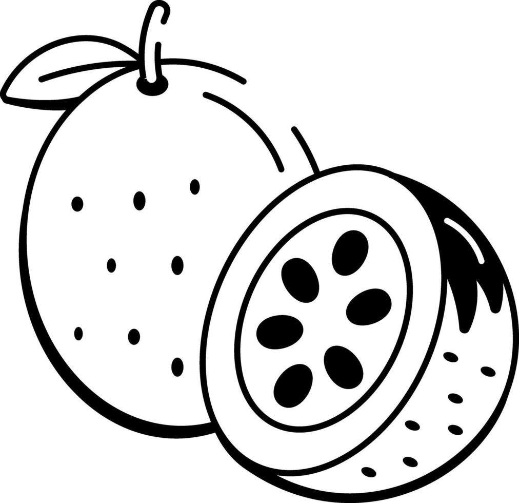 A hand drawn style icon of passion fruit vector
