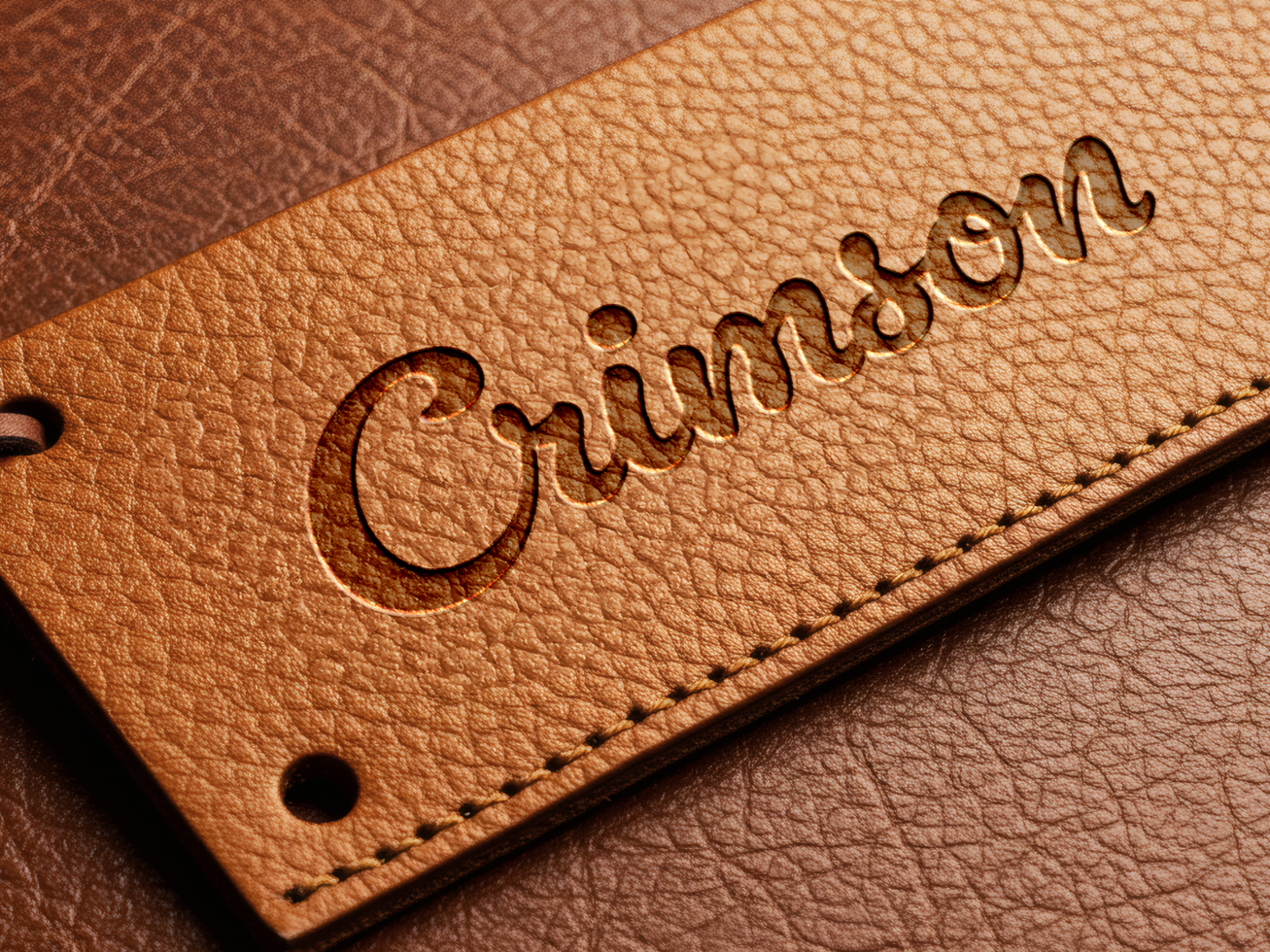 Realistic Leather Tag Logo Mockup with Embossed Text Effect psd