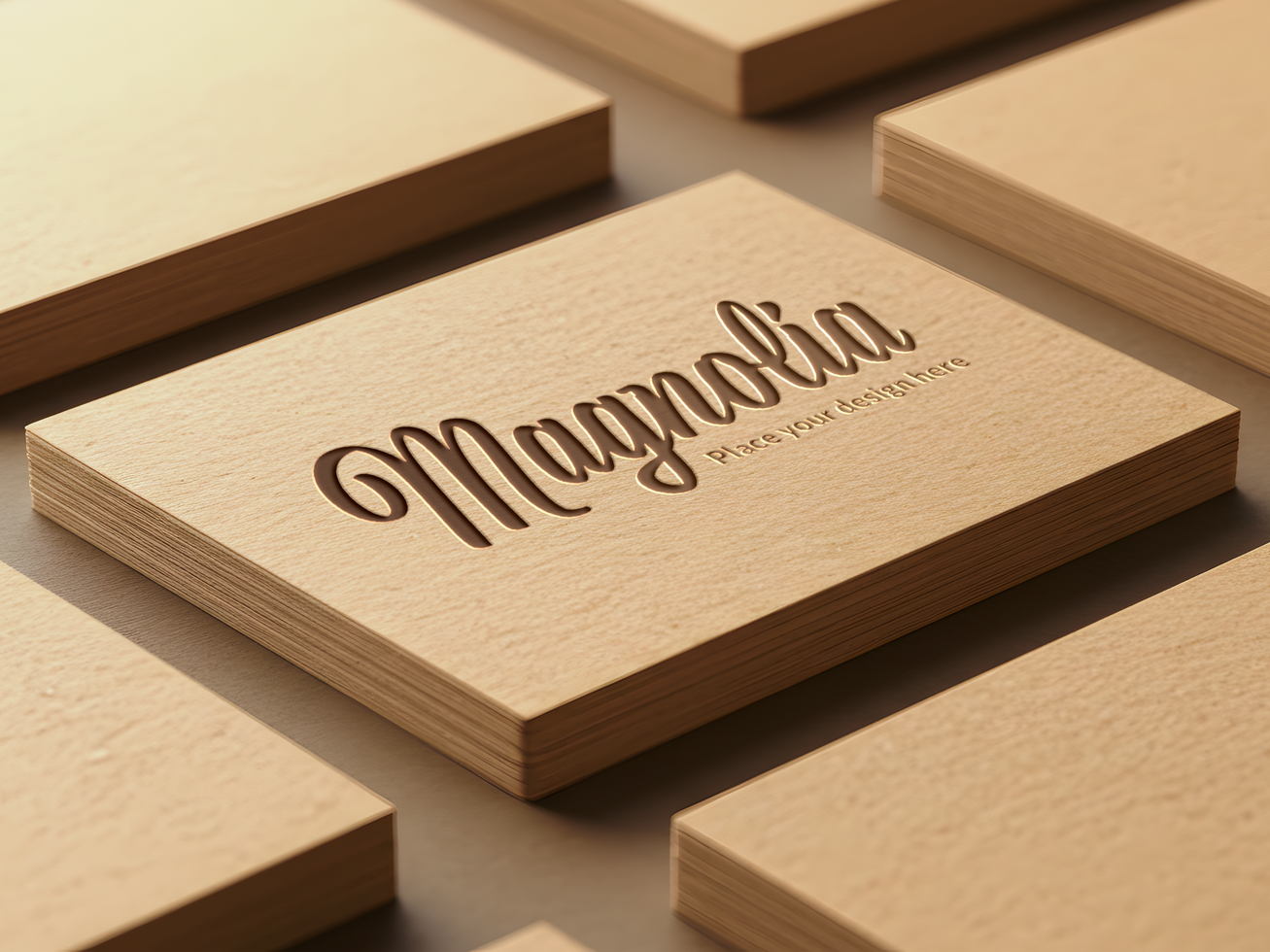 Elegant Embossed Paper Logo Mockup on Business Card Stack psd