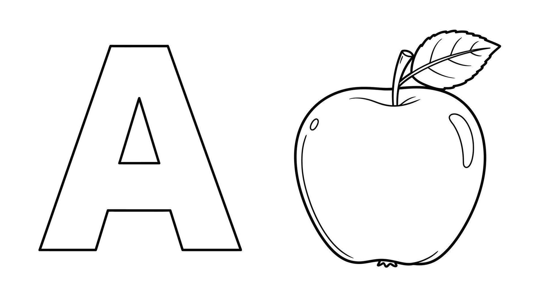 Alphabet Letter A Featuring Apple Graphic Ideal for Childrens Coloring Activities vector