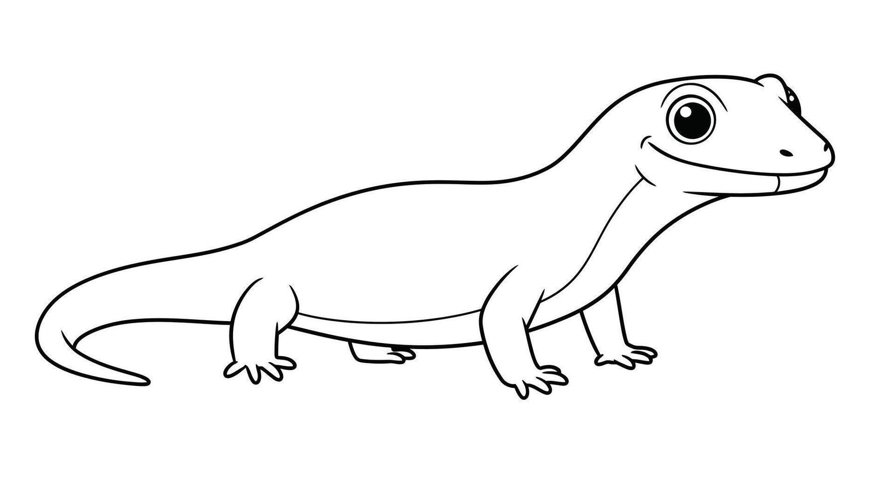 Goofy Monitor Lizard Reptile Cartoon Coloring Page vector