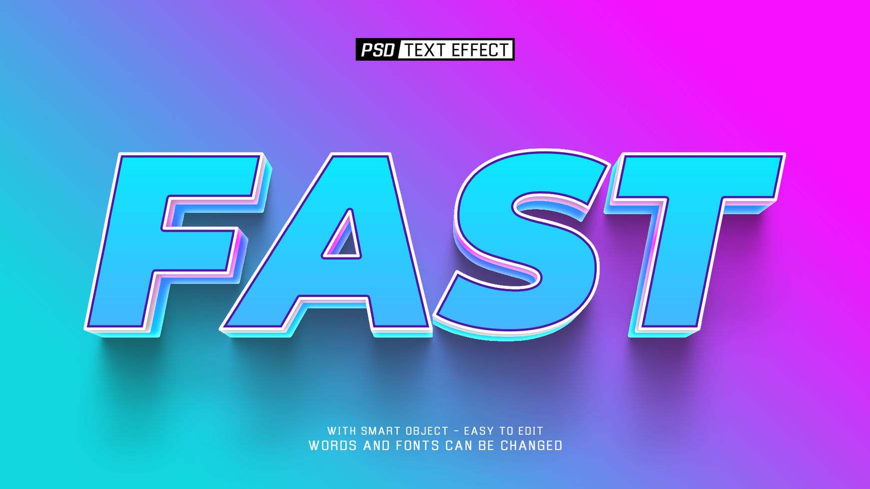 fast 3d text effect psd
