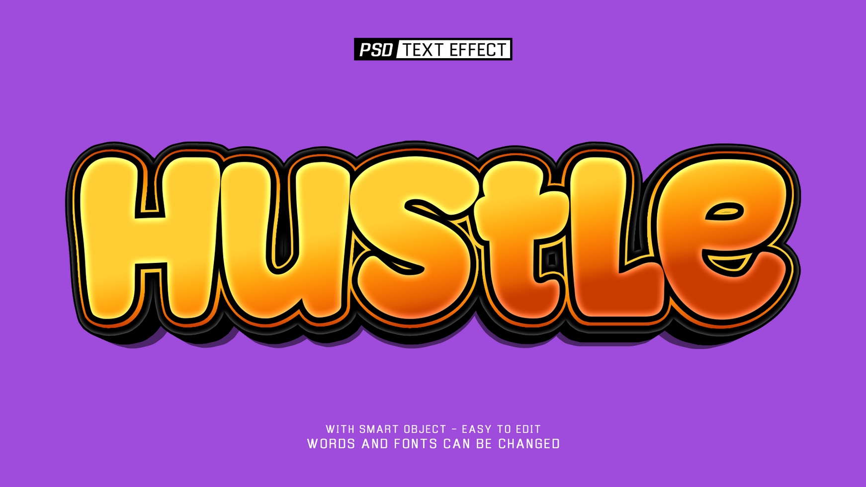 hustle 3d text effect psd
