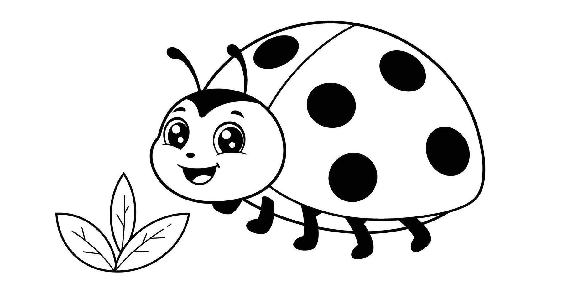 Simple Happy Ladybug Garden Bug Cartoon Coloring Page vector