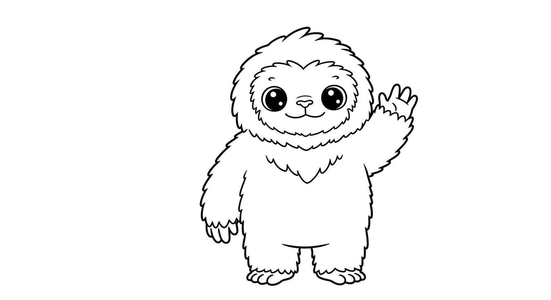 Happy Kawaii Baby Yeti Smiling Outline Illustration - Fun Kids Coloring Page vector